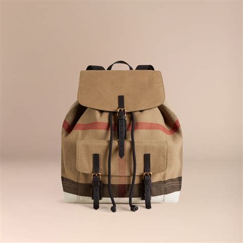 burberry small canvas check backpack|burberry neutrals backpack.